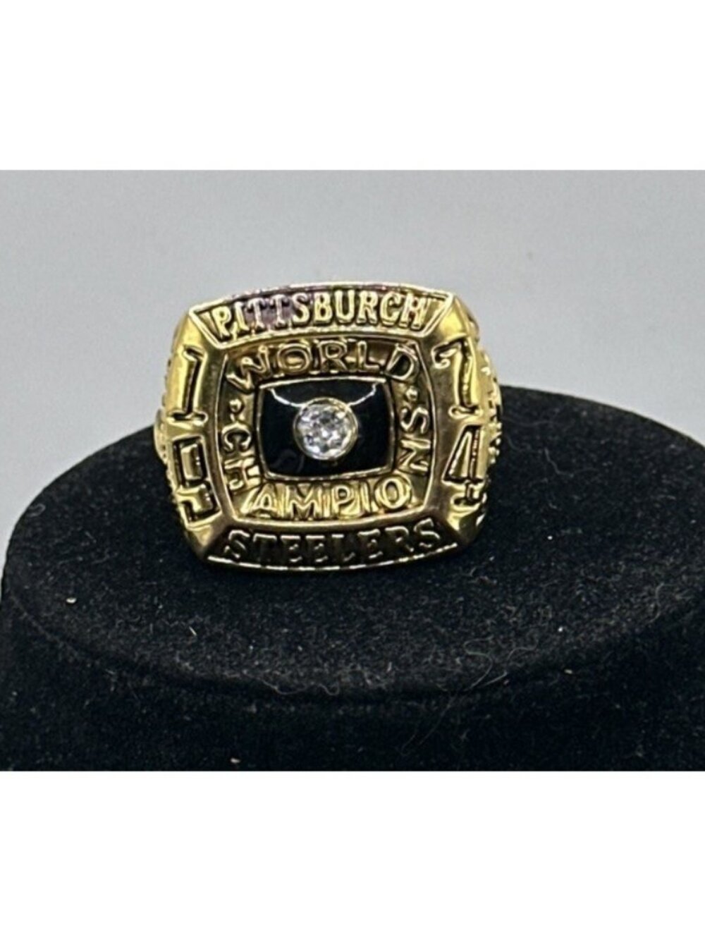 REPLICA Pittsburgh Steelers Champions 1974 Super Bowl RING Gold tone Size 11